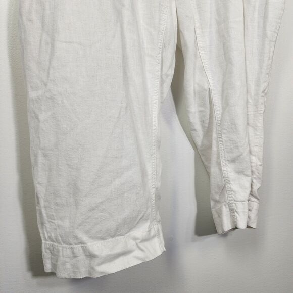 J Jill Womens Pants Size 26 White Linen Blend Drawstring Elastic Waist Pockets - Picture 5 of 14